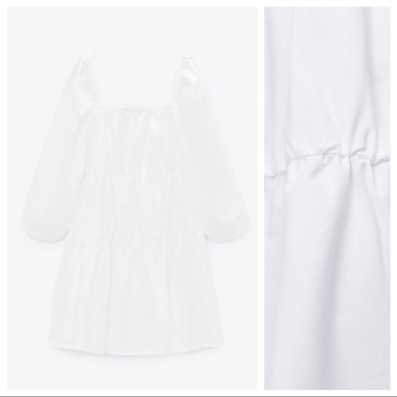 🌹NWT. Zara White Poplin Mini Dress. Size L. - Picture 9 of 12